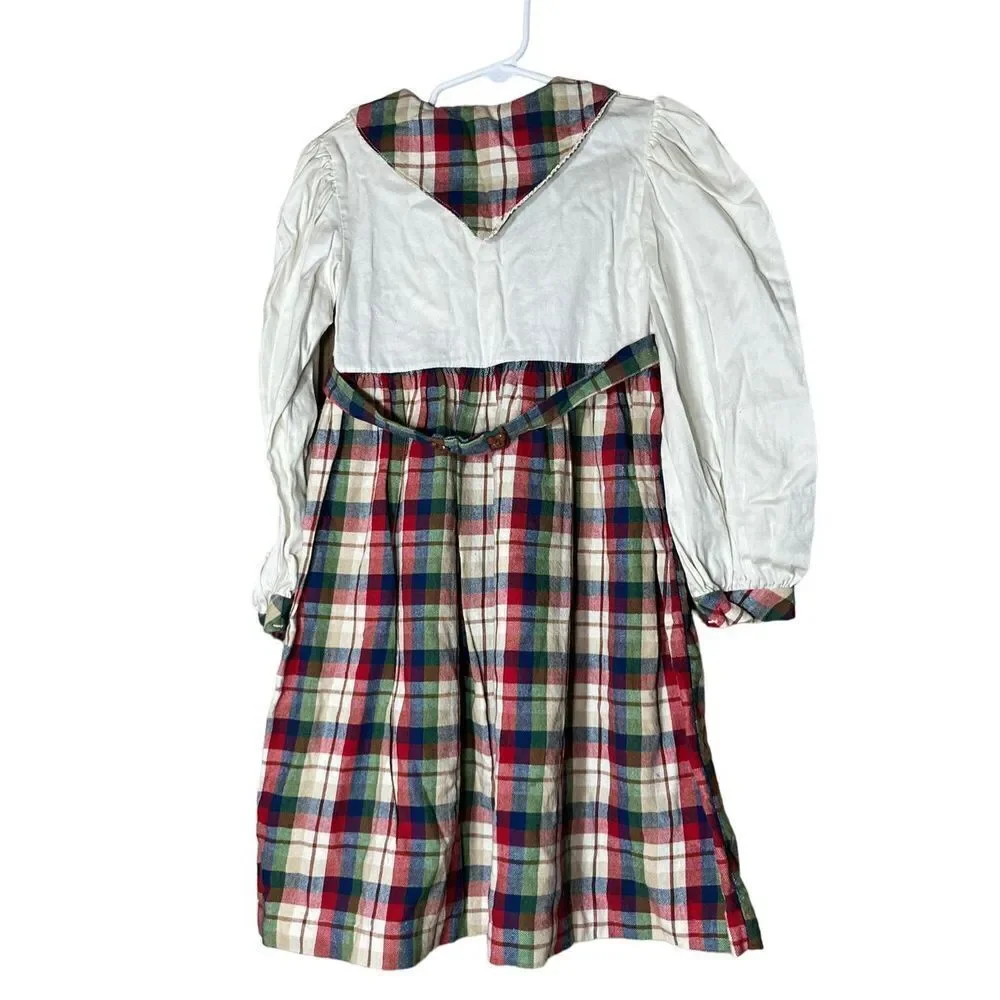 Vintage Oshkosh B’Gosh Girls Plaid Bunny‎ Squirrel print Dress Size 6